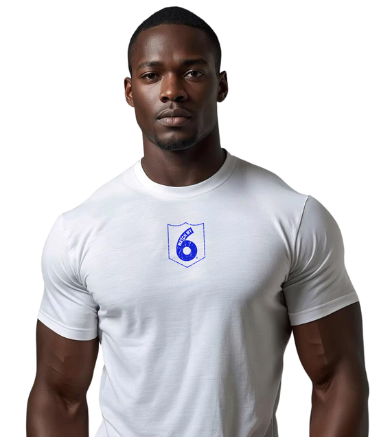 Distressed Police Logo Short Sleeve White T-Shirt