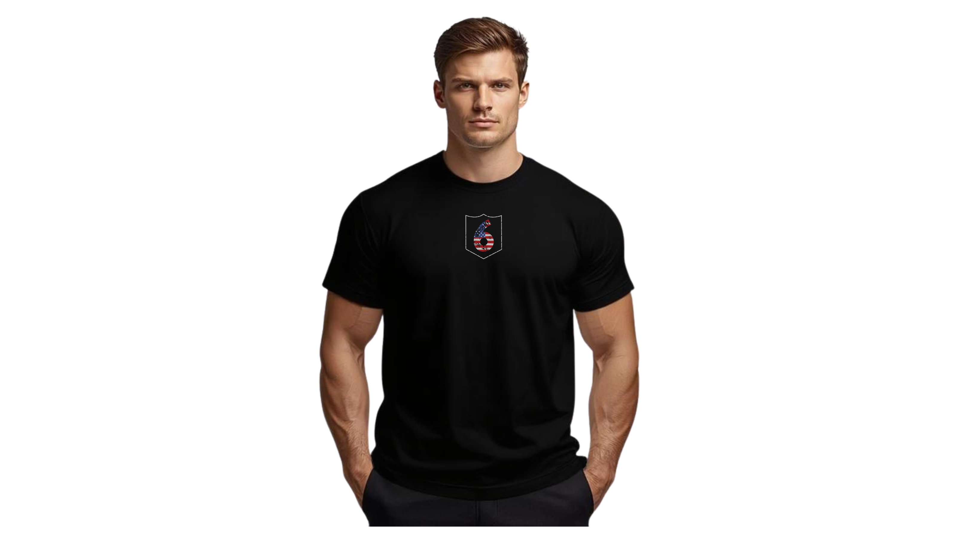 Distressed Patriotic Logo Short Sleeve Black T-Shirt