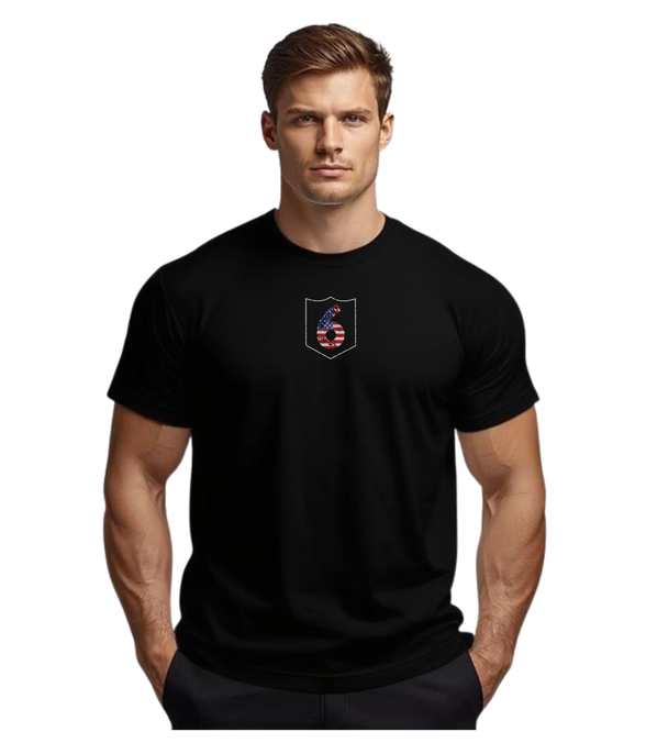 Distressed Patriotic Logo Short Sleeve Black T-Shirt