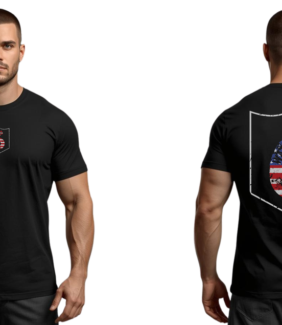 Distressed Patriotic Logo Short Sleeve Black T-Shirt