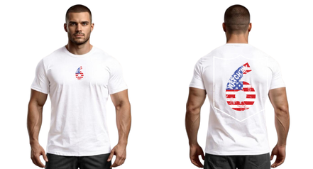 Distressed Patriotic Logo Short Sleeve White T-Shirt