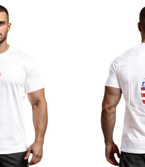 Distressed Patriotic Logo Short Sleeve White T-Shirt