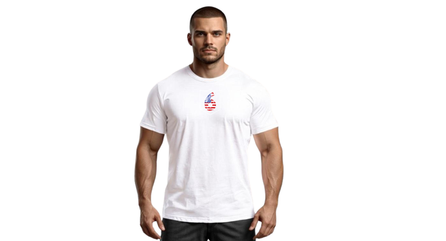 Distressed Patriotic Logo Short Sleeve White T-Shirt