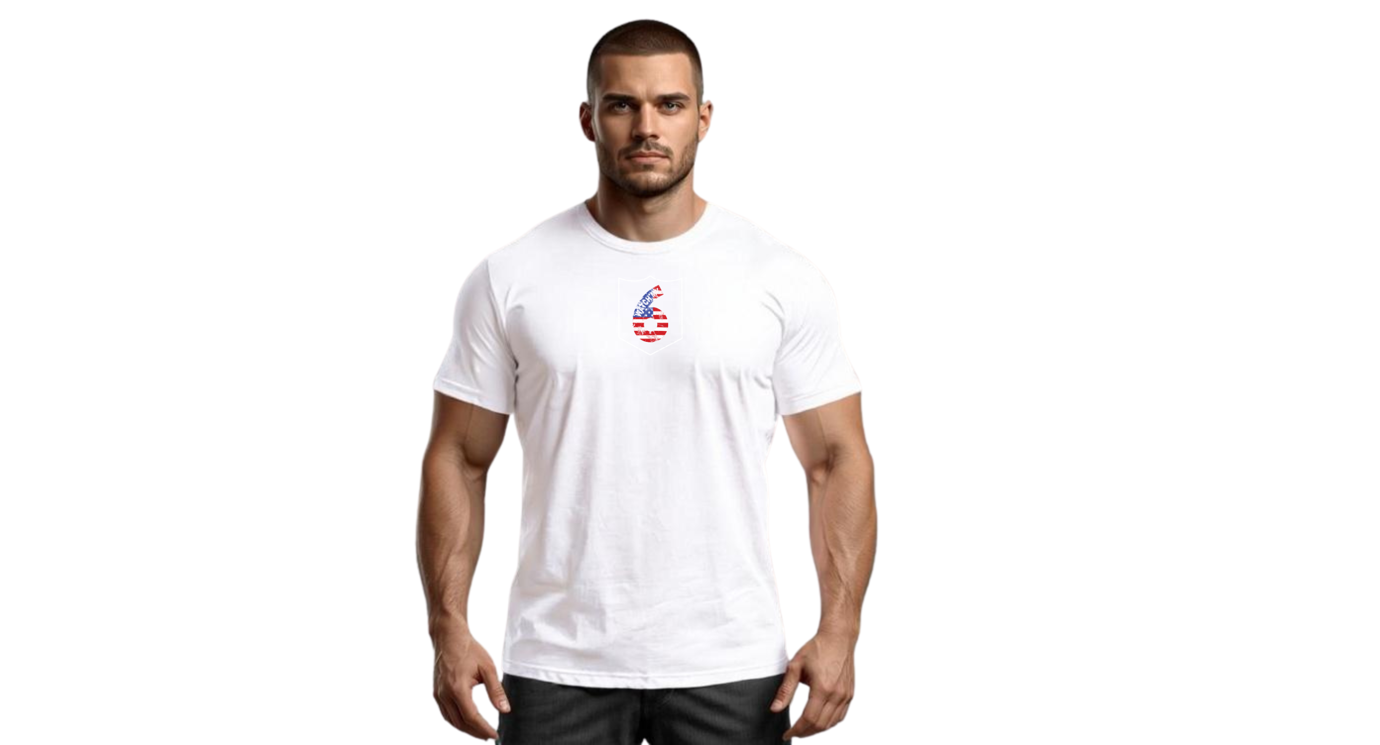 Distressed Patriotic Logo Short Sleeve White T-Shirt